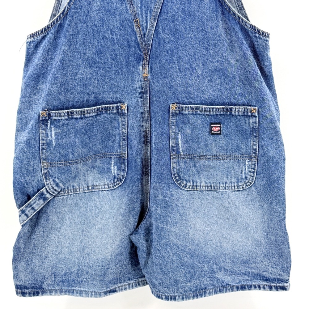 Unionbay Denim Shortalls Women Large Blue NEW Distressed Retro Utility J1L9150 - Picture 5 of 16
